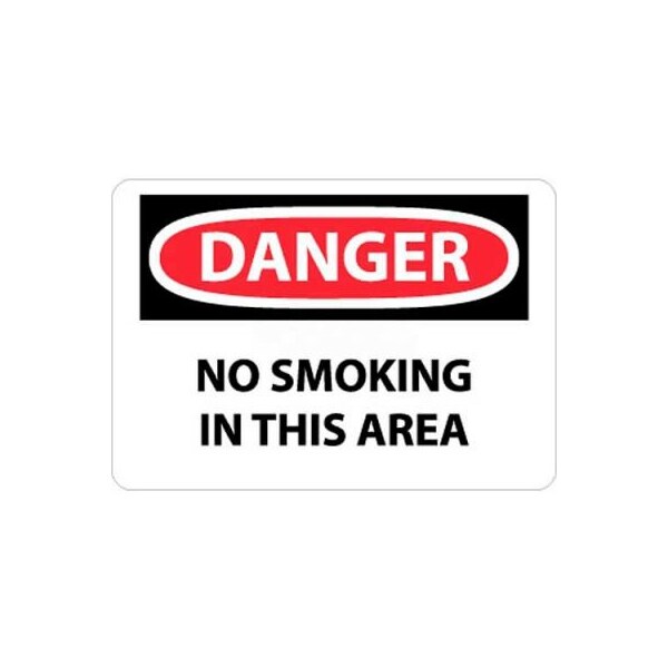 National Marker Co NMC OSHA Sign, Danger No Smoking In This Area, 10in X 14in, White/Red/Black D80RB - main